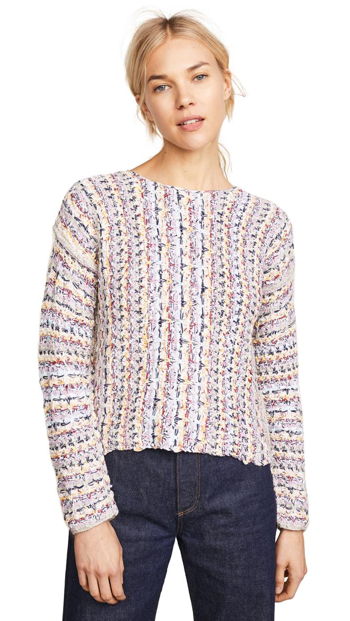 Adam Lippes Tweed Boat Neck Sweater