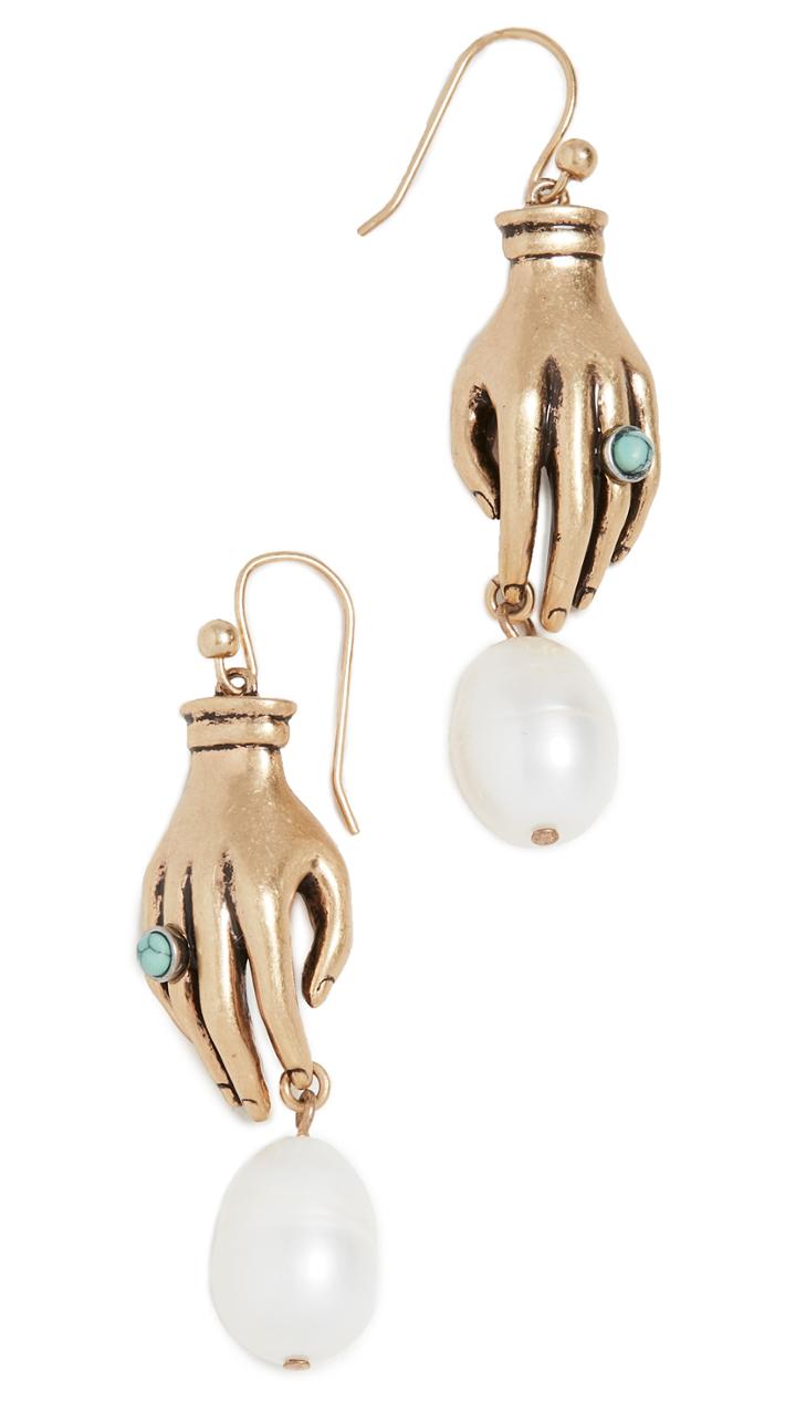 Tory Burch Hand And Pearl Earrings