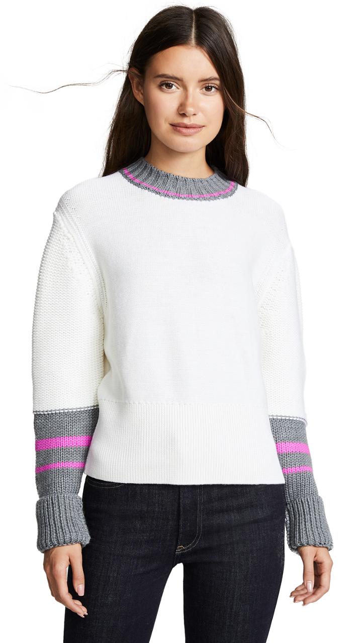 Jason Wu Grey Colorblock Crew Neck Long Sleeve Sweater