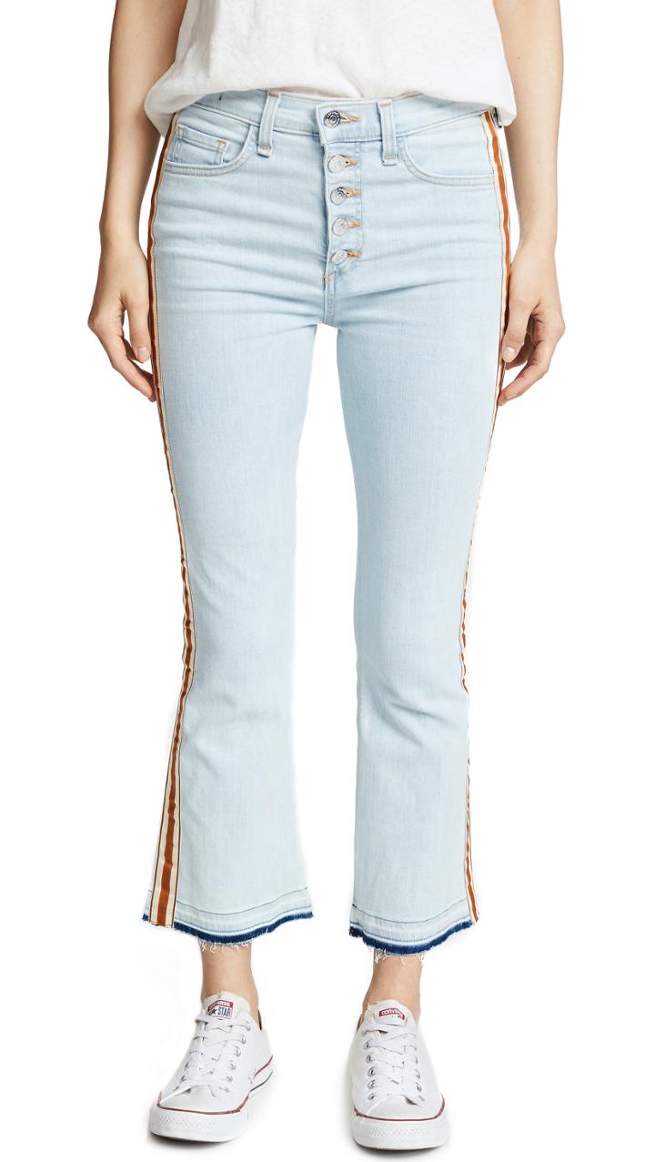 Veronica Beard Jean Carolyn Baby Bootcut Jeans With Fraying