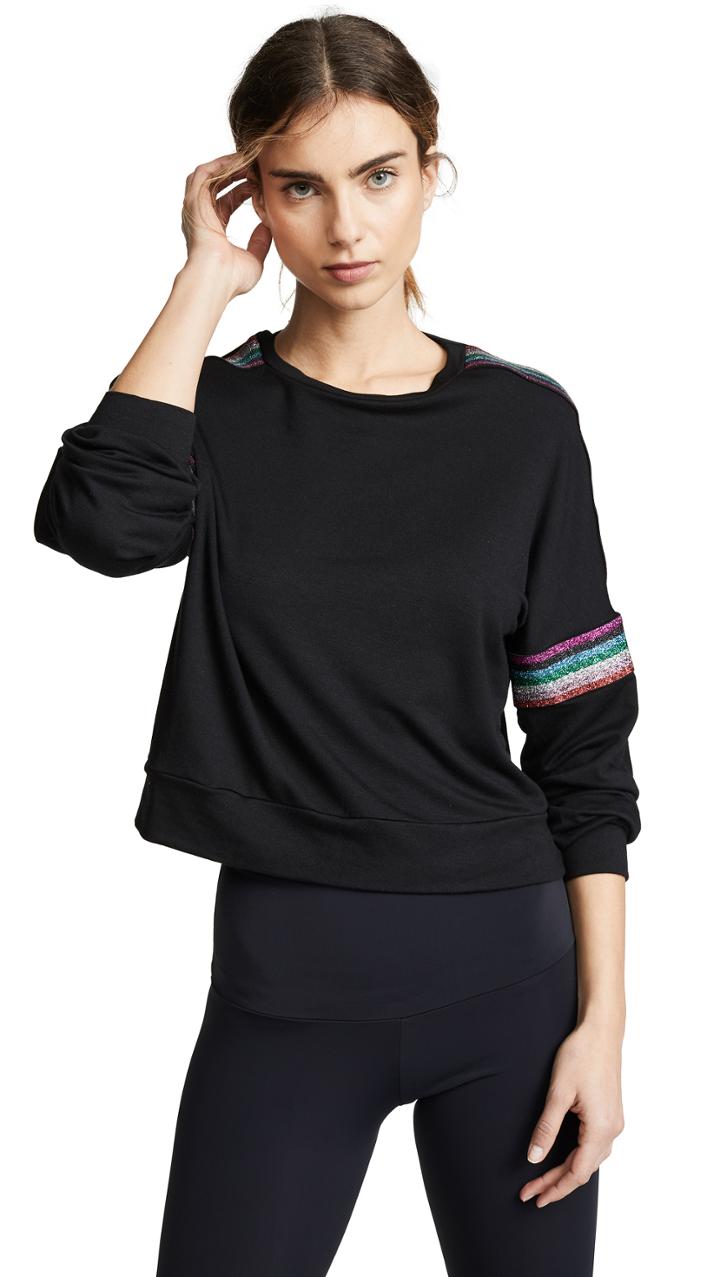 Terez Metallic Elastic Strap Long Sleeve Tee