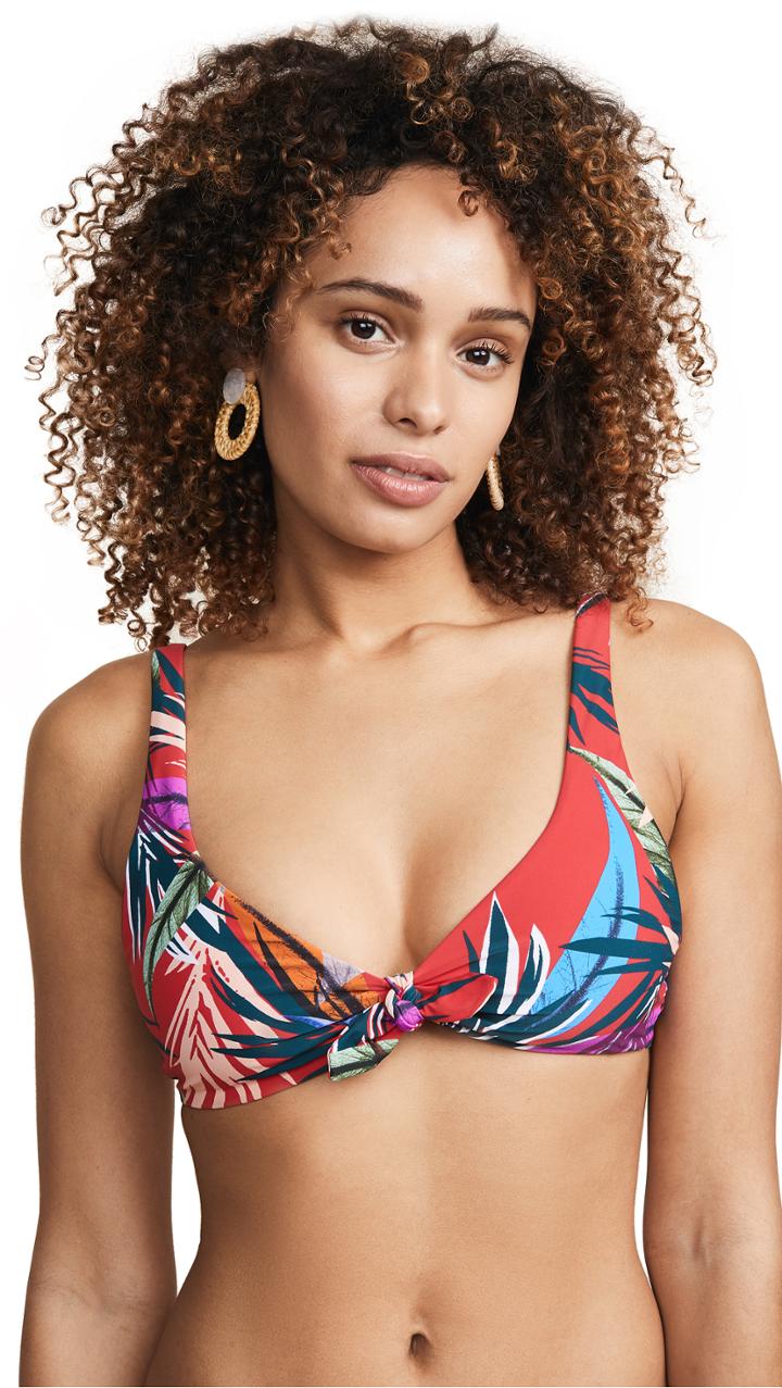 Red Carter Bow Front Triangle Bikini Top