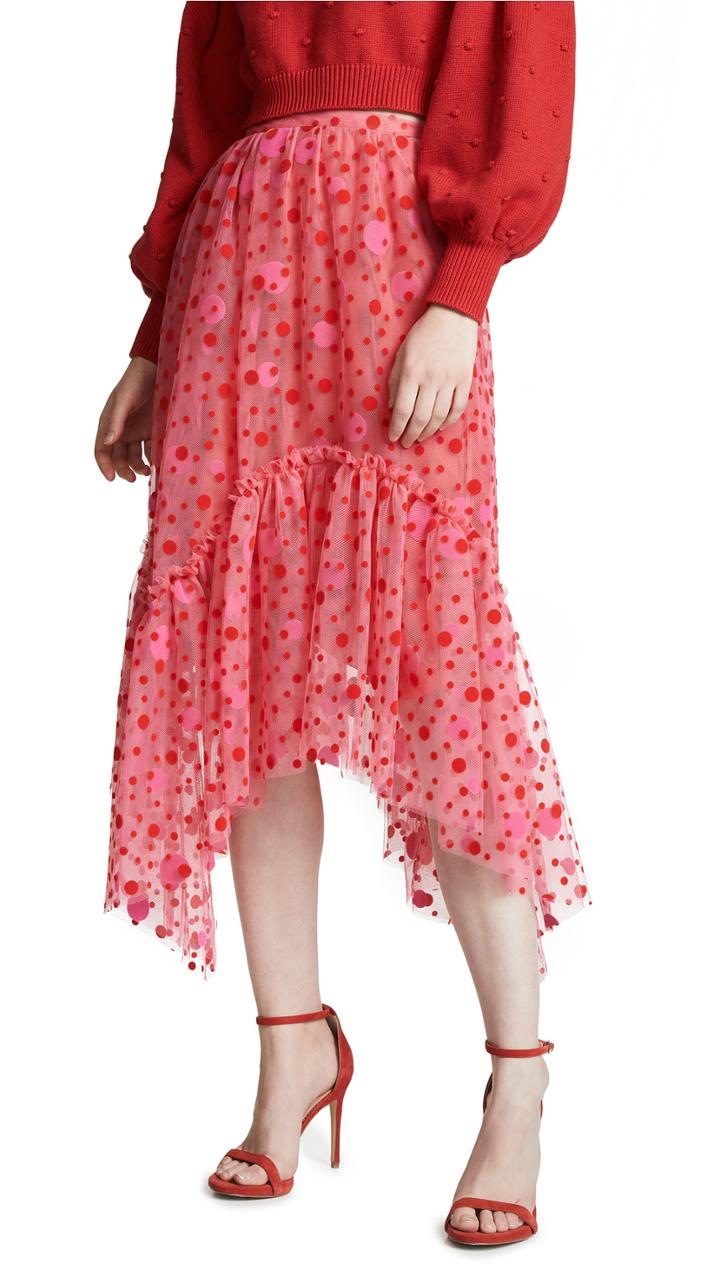 Isa Arfen Asymmetric Ruffle Hem Skirt