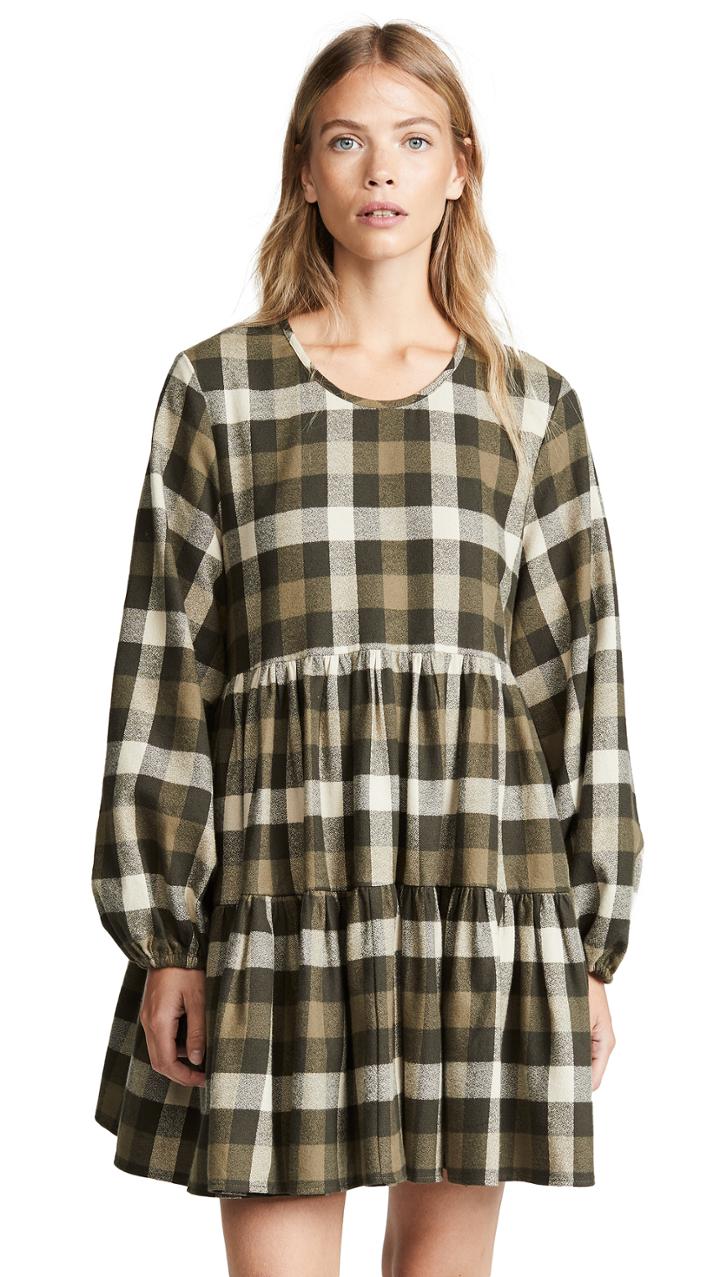 Riller Fount Kitty Plaid Shirtdress