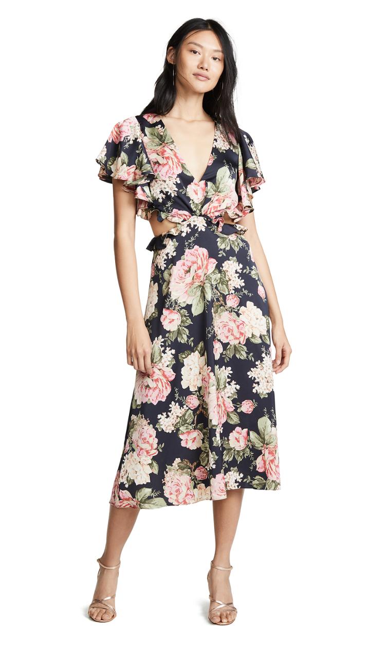 Divine Heritage Flutter Sleeve Midi Dress