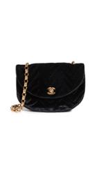 What Goes Around Comes Around Chanel Black Velour Round Flap Bag