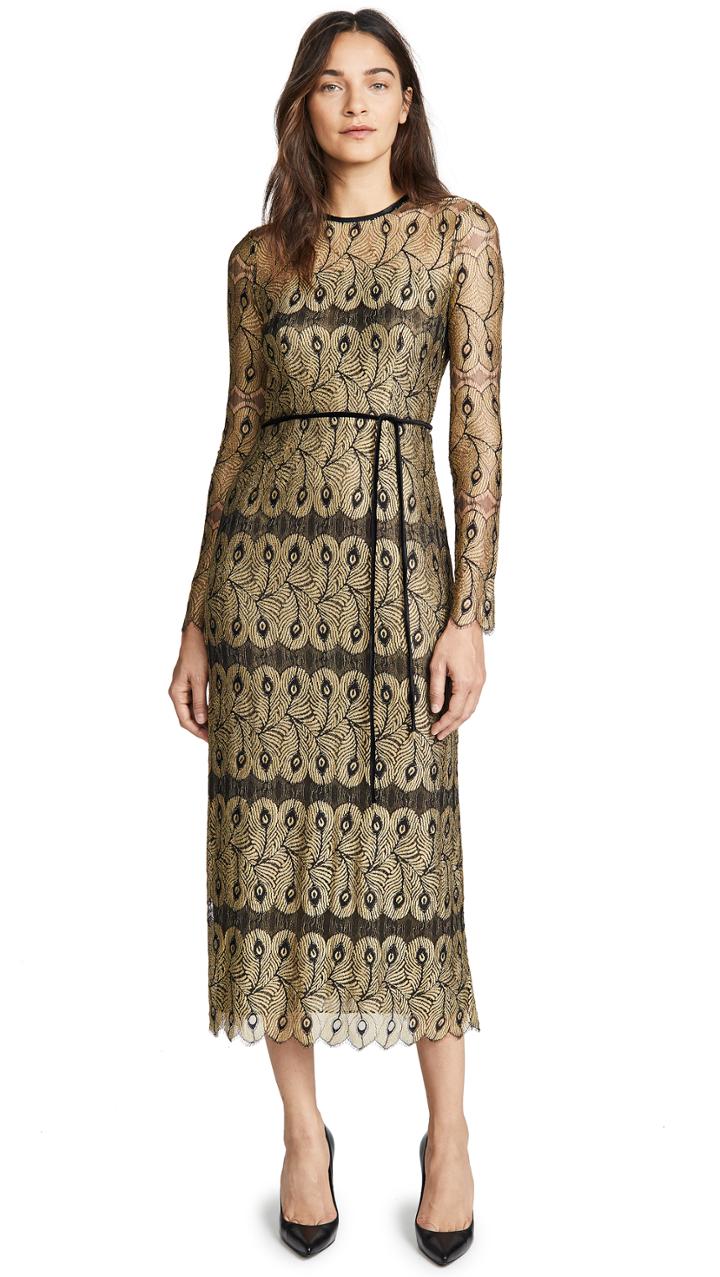 Yigal Azrouel Peacock Lace Dress With Open Back