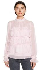 Adam Lippes Chiffon Tiered Ruffle Blouse