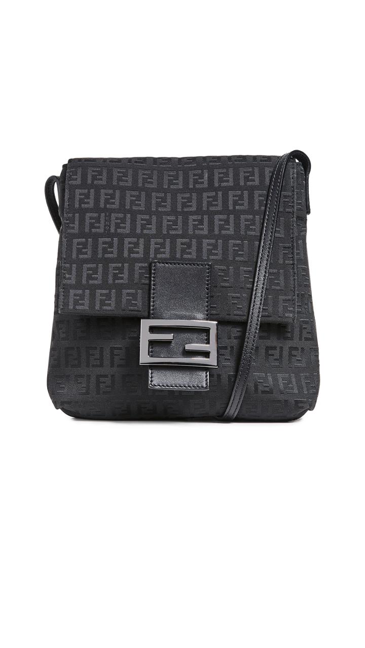 What Goes Around Comes Around Fendi Black Zucchino Small Messenger Bag