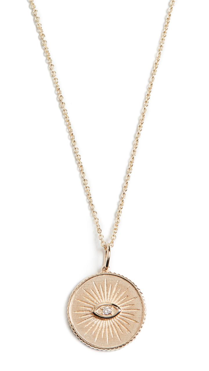 Sydney Evan 14k Marquis Eye Coin Necklace