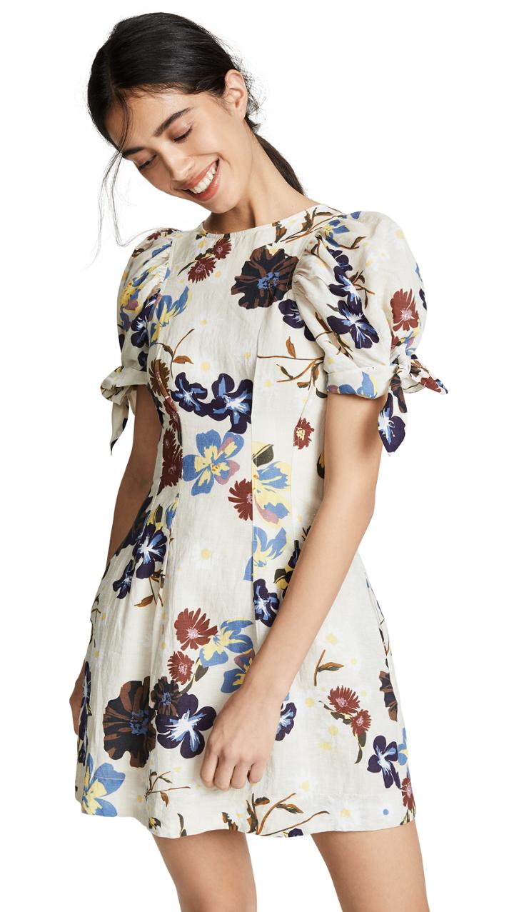 Sea Puff Sleeve Mini Dress