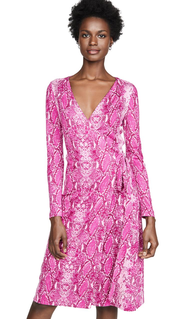 Diane Von Furstenberg Long Sleeve Julian Wrap Dress