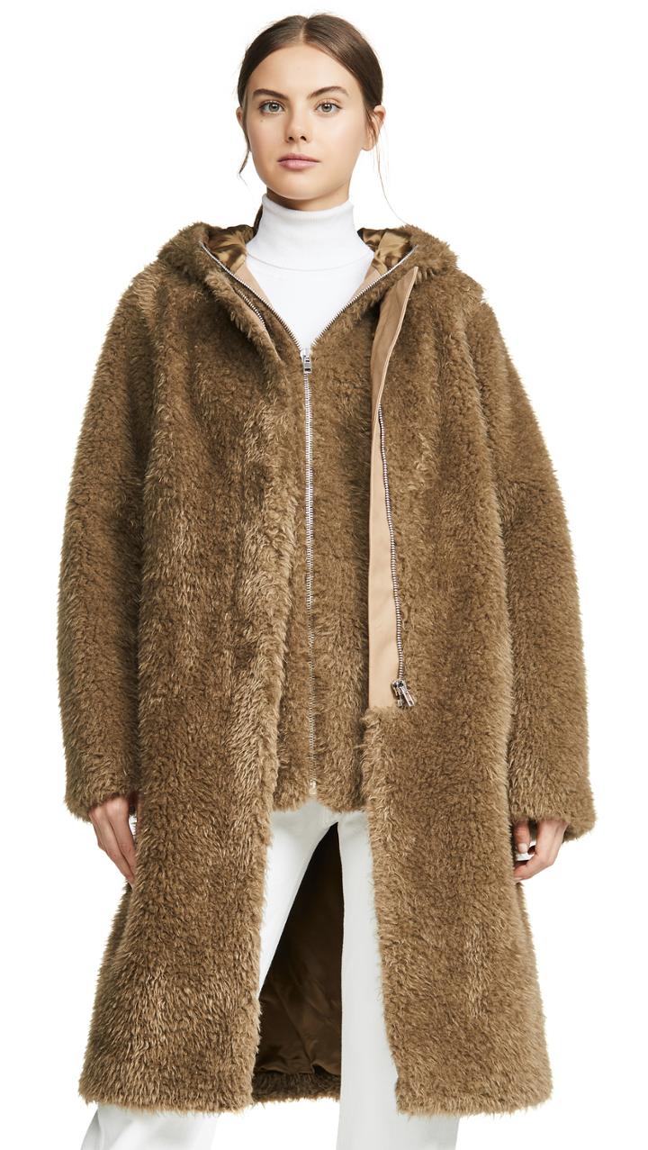 Helmut Lang Detachable Linear Faux Fur Coat