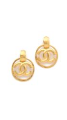 What Goes Around Comes Around Chanel Bevel Cc Earrings Previously Owned 