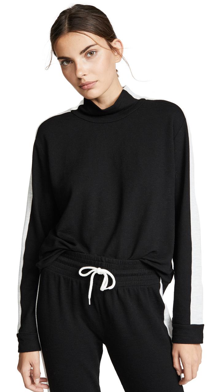 Monrow Black Two Tone Supersoft Turtleneck