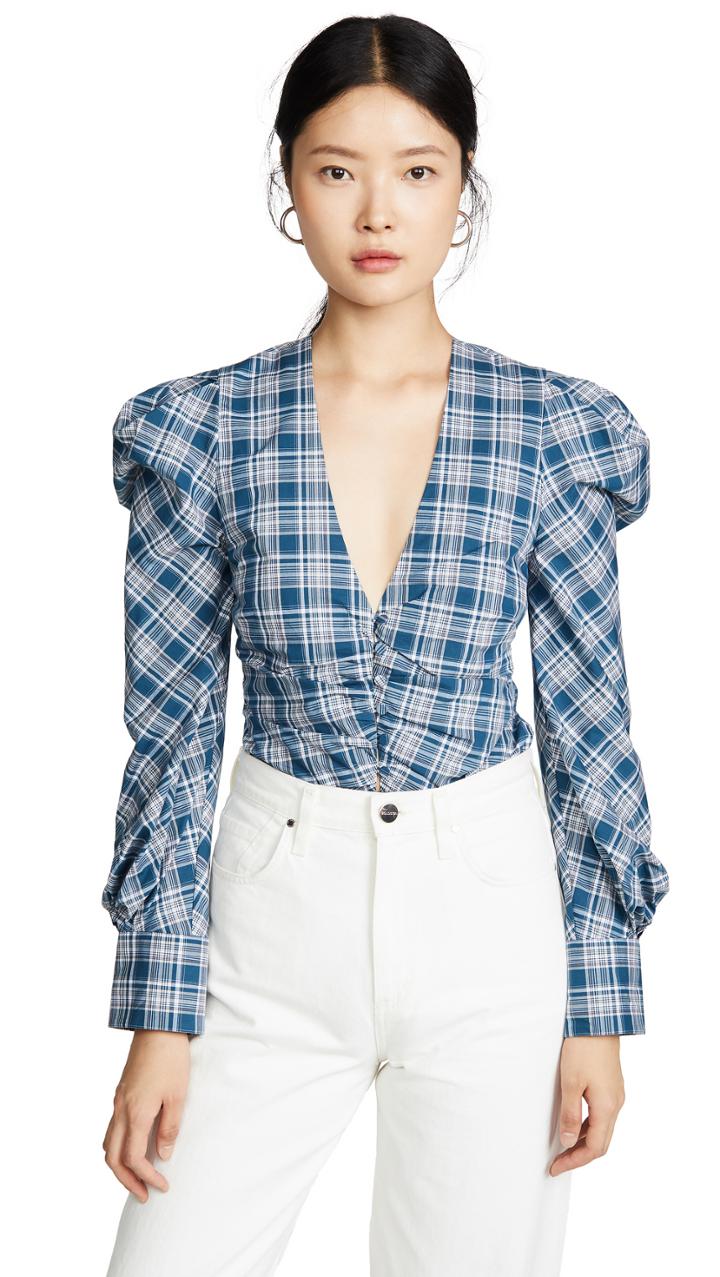 Jonathan Simkhai Oxford Ruched Front Shirt
