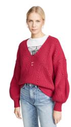 Free People All Day Long V Neck Sweater
