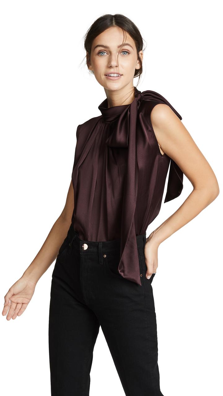 Edition10 Satin Tie Neck Blouse