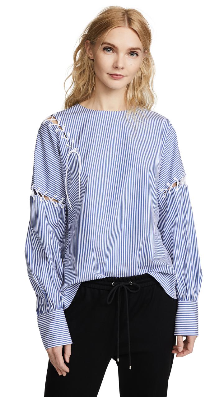 Tibi Long Sleeve Tie Top