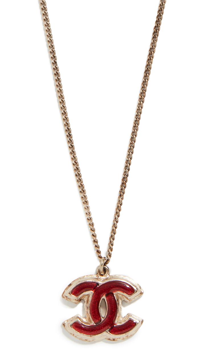 What Goes Around Comes Around Chanel Red Cc Necklace