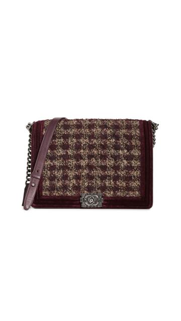 What Goes Around Comes Around Chanel Burgundy Tweed Boy Bag