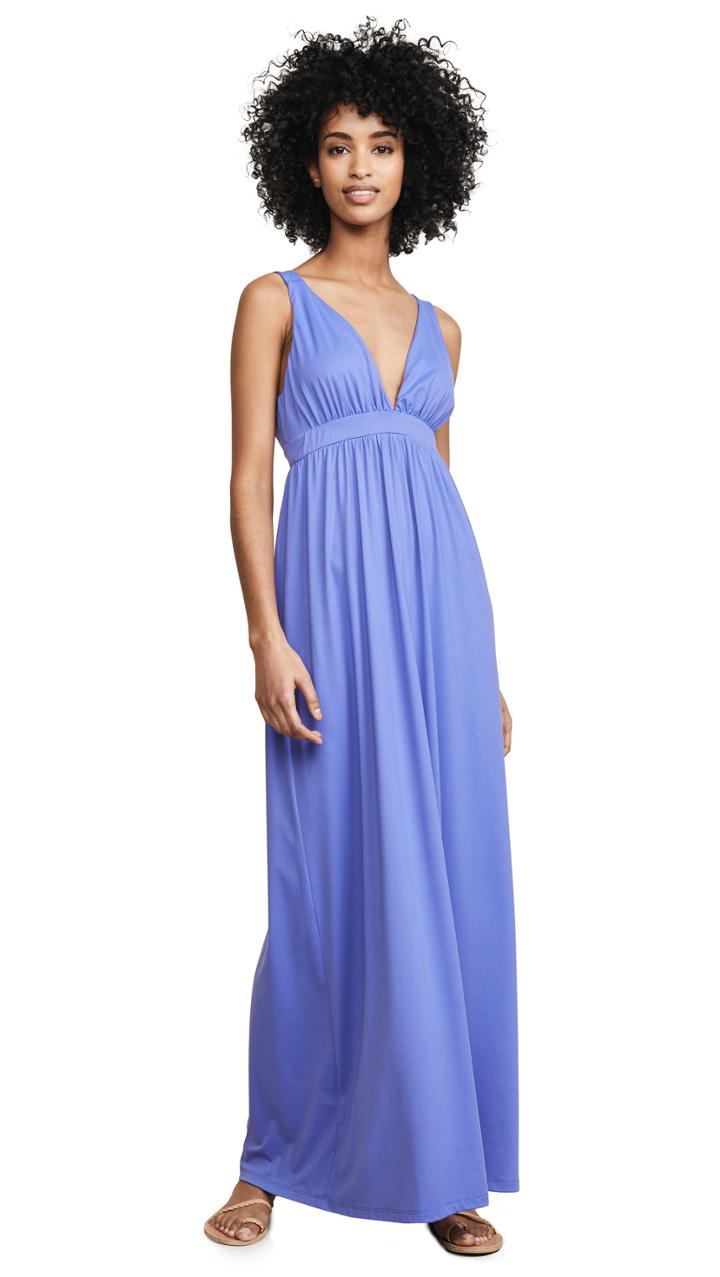 Susana Monaco Gathered Plunge Front Maxi Dress