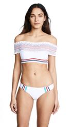 Red Carter Ipanema Smocked Off Shoulder Top With Rickrack Trim