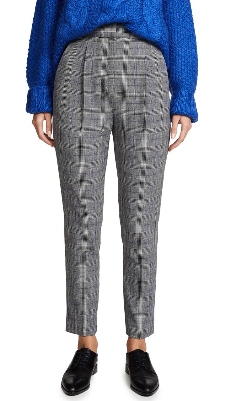 Rebecca Taylor Modern Check Pleated Pants