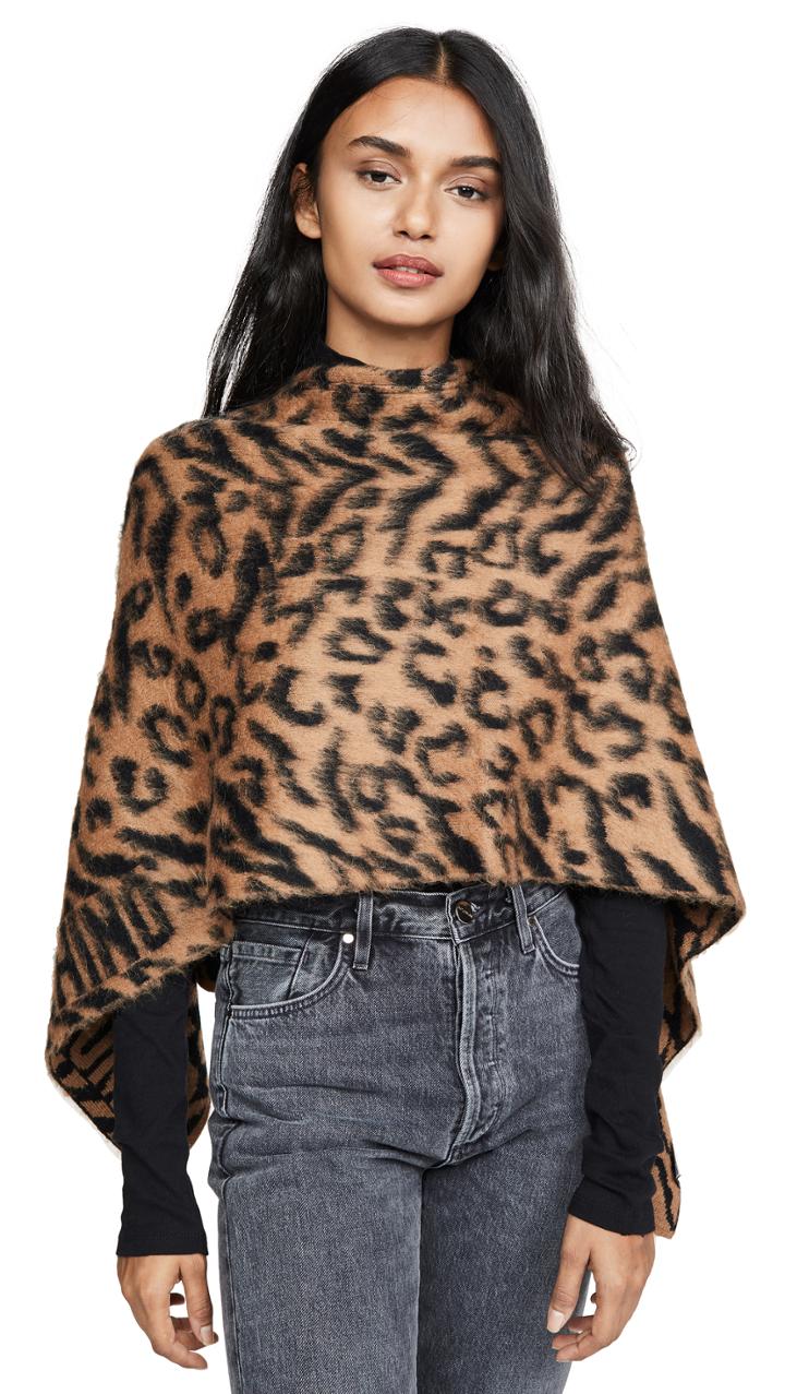 Moschino Leopard Logo Poncho