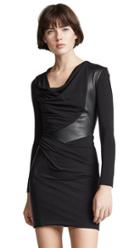 Alexander Wang Long Sleeve Leather Trim Mini Dress