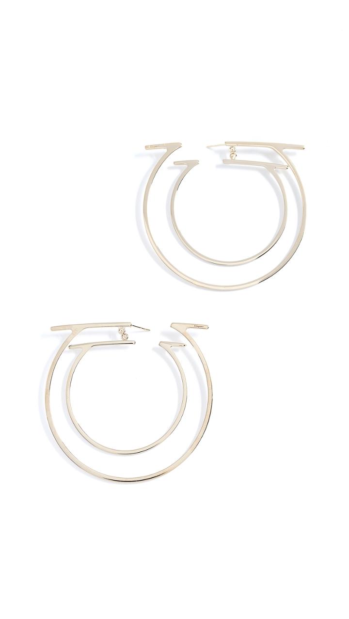 Salvatore Ferragamo Due Gancini Hoop Earrings