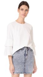 Tibi Structured Crepe Bell Sleeve Top