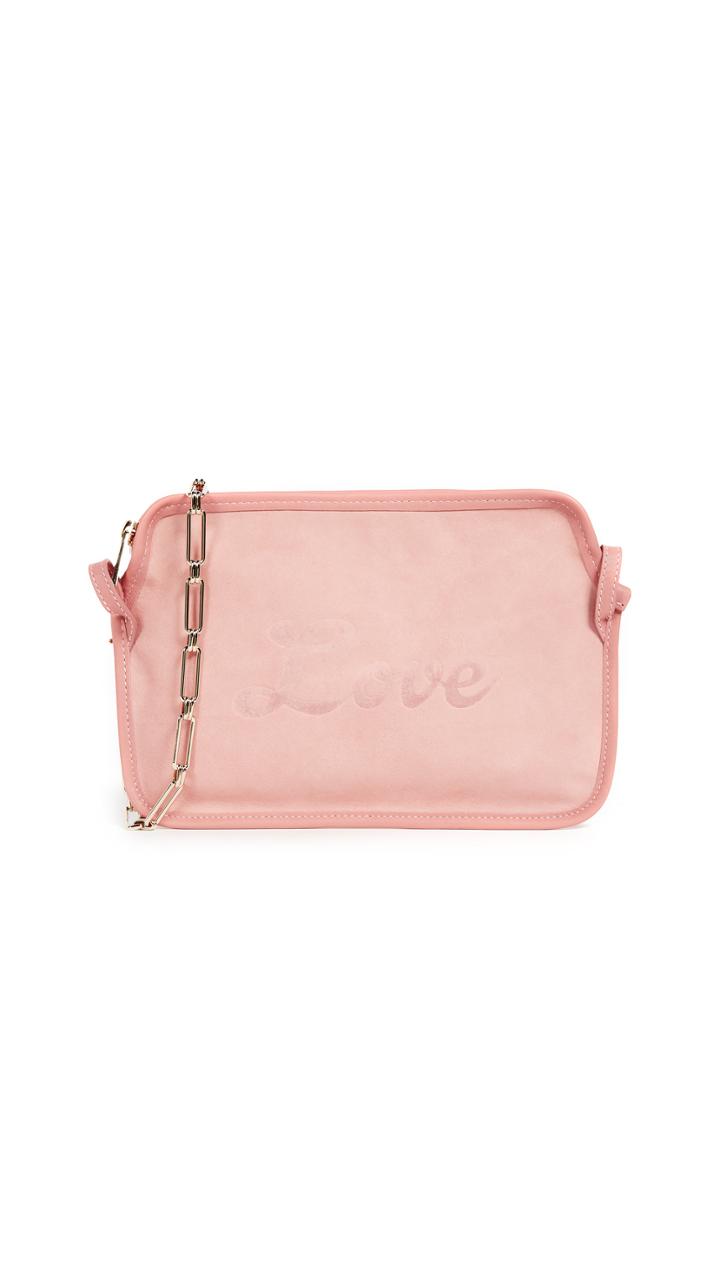 Edie Parker Amy Love Suede Cross Body Bag