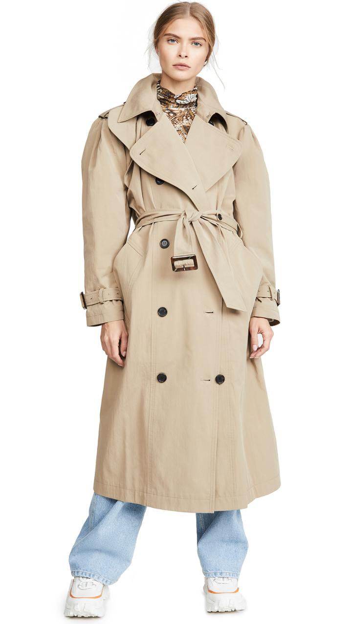 Pushbutton Back Point Trench Coat