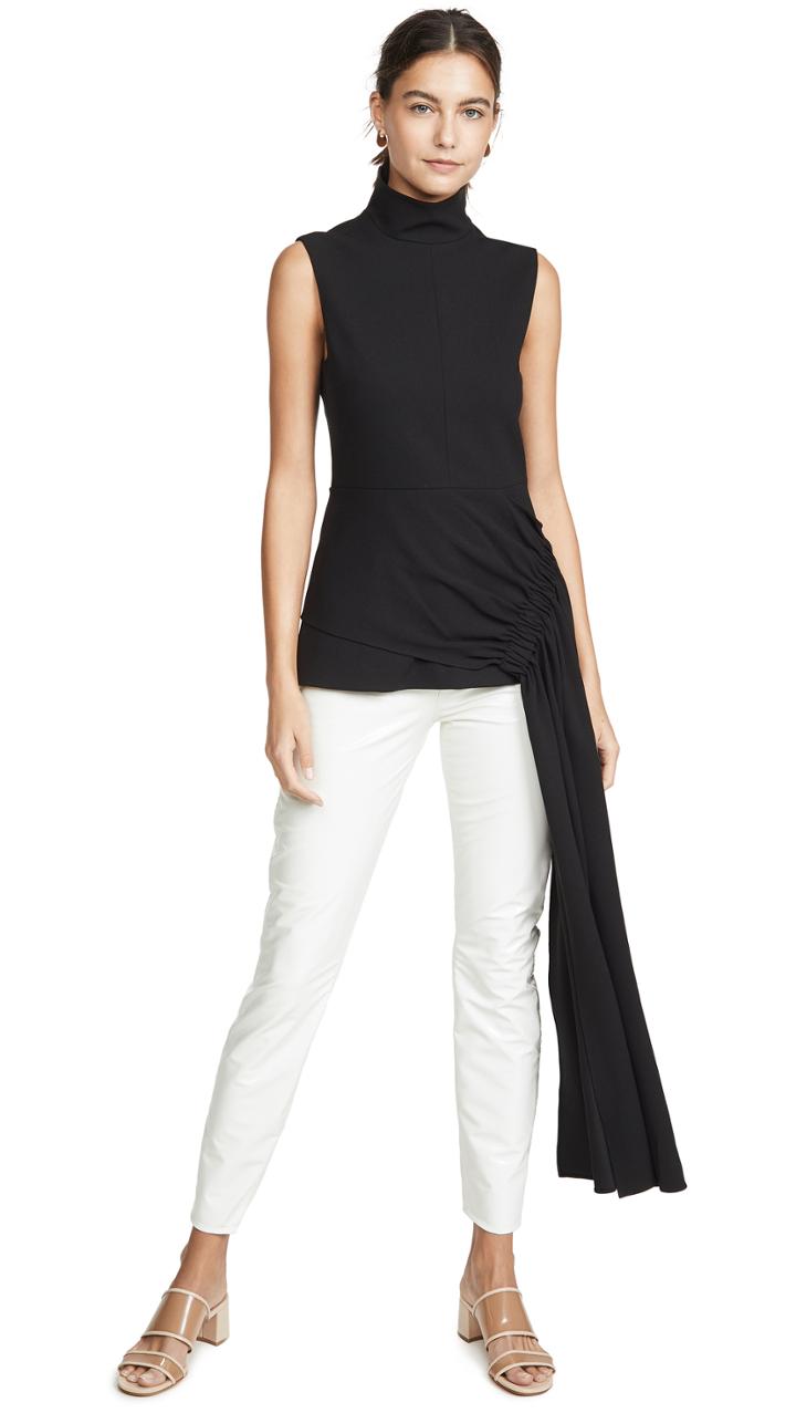 Tibi Drape Mock Neck Top