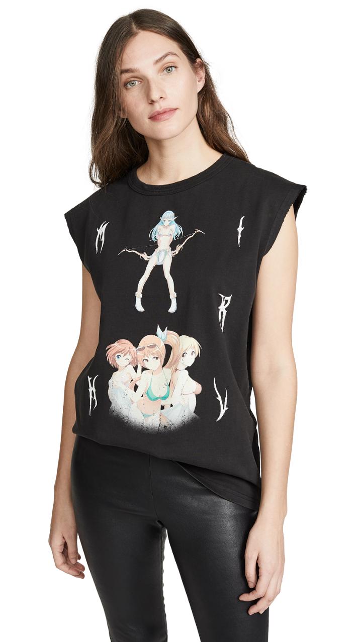 M I S B H V Double Anime Sleeveless T Shirt