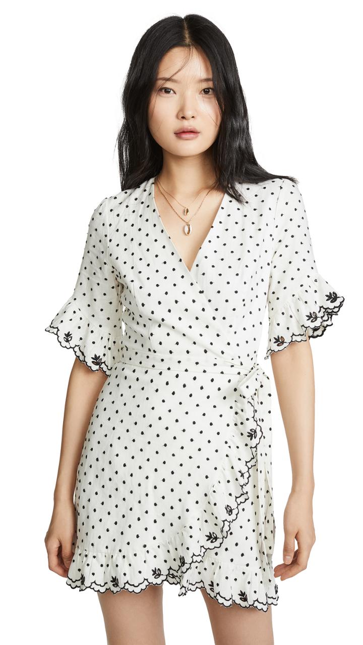Wayf Hatty Ruffle Wrap Mini Dress