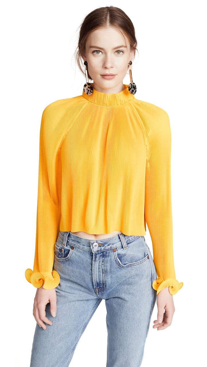 Tibi Pleated Crop Top
