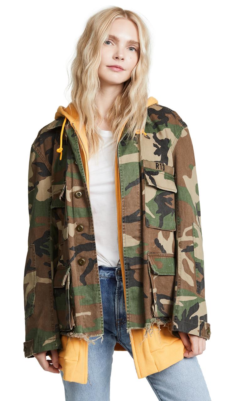 R13 Camo Abu Jacket With Long Hoodie