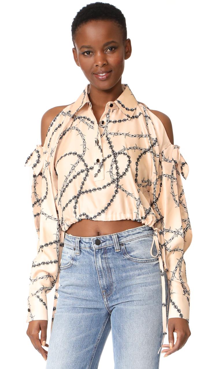 Alexander Wang Cropped Mens Shirt With Slit Shoulders