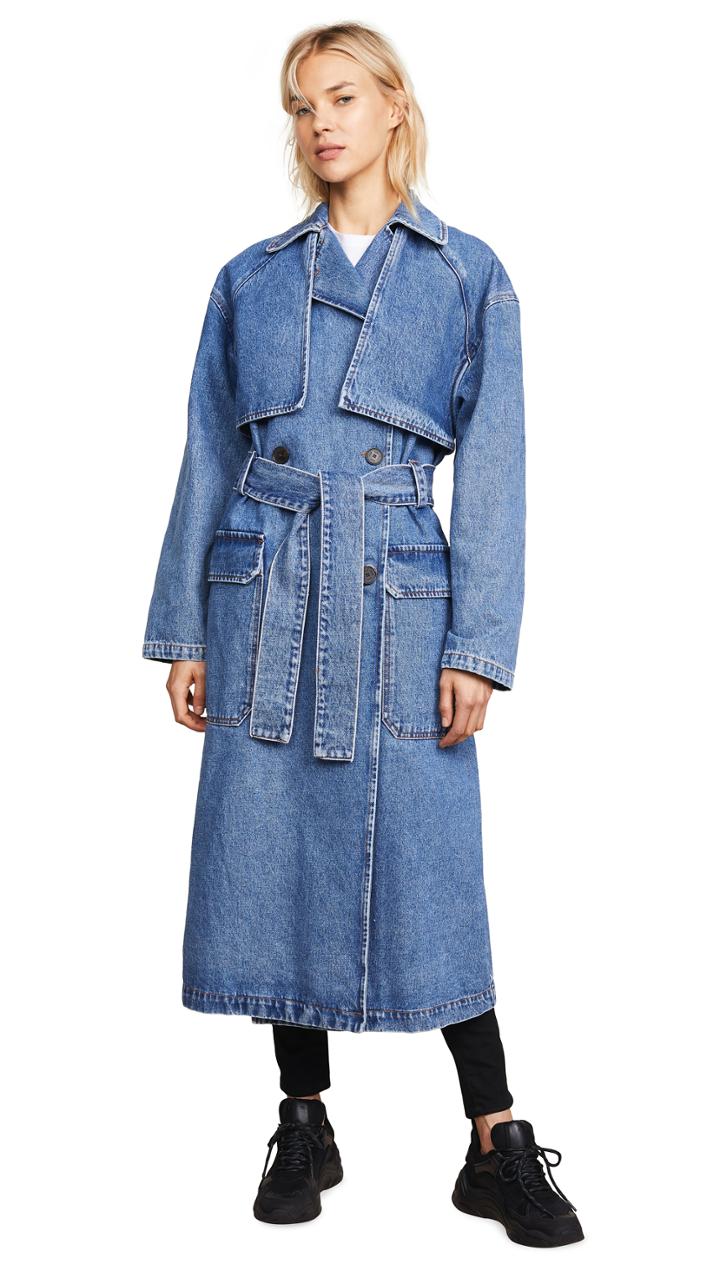Msgm Denim Trench Coat