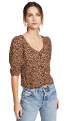 Bb Dakota Cheetah Print Puff Sleeve Top