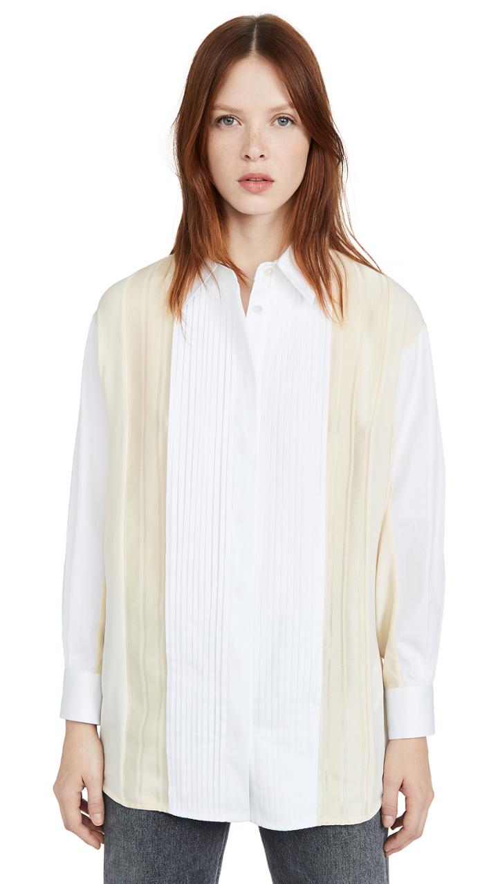 Golden Goose Mixed Media Button Down Shirt