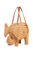 Serpui Marie Elephant Wicker Clutch