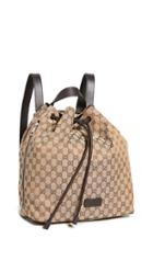What Goes Around Comes Around Gucci Brown Drawstring Backpack