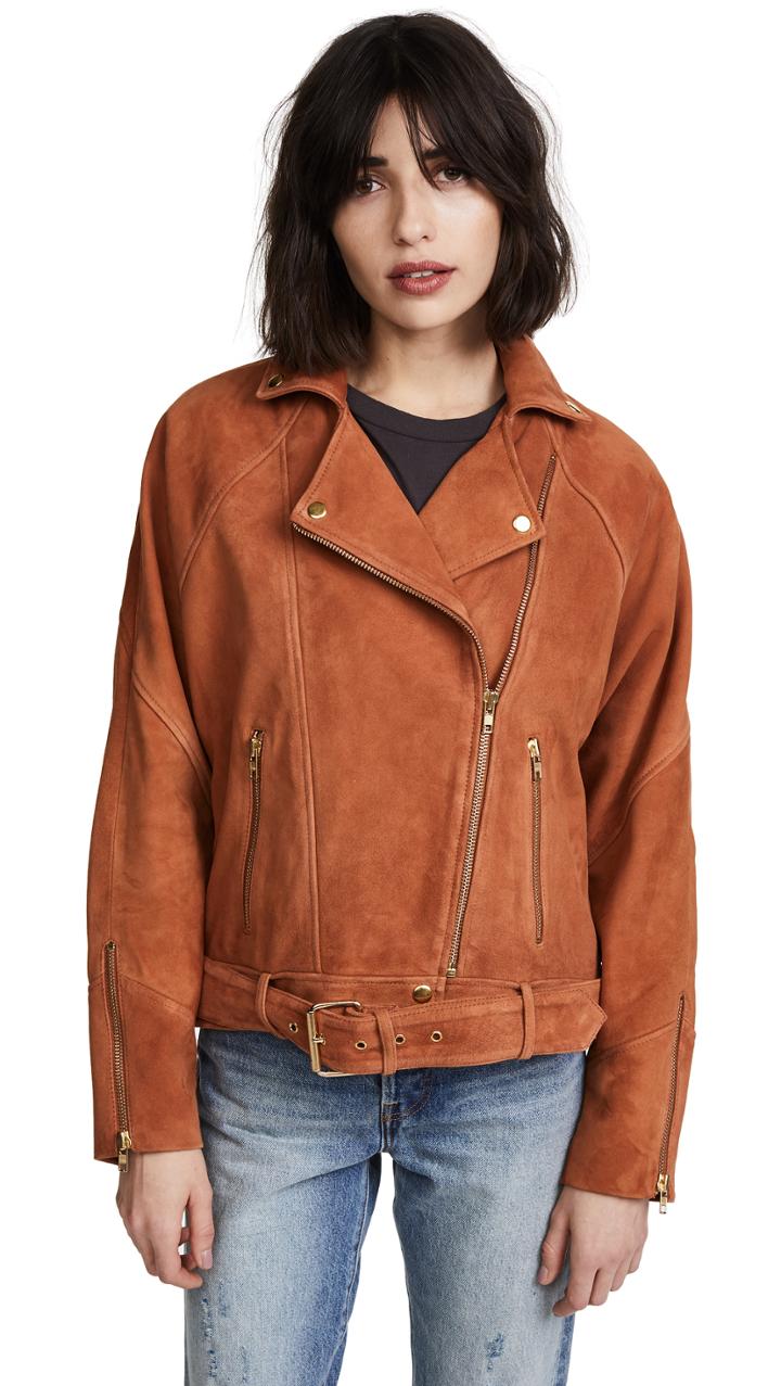 Free People Drapey Suede Moto Jacket