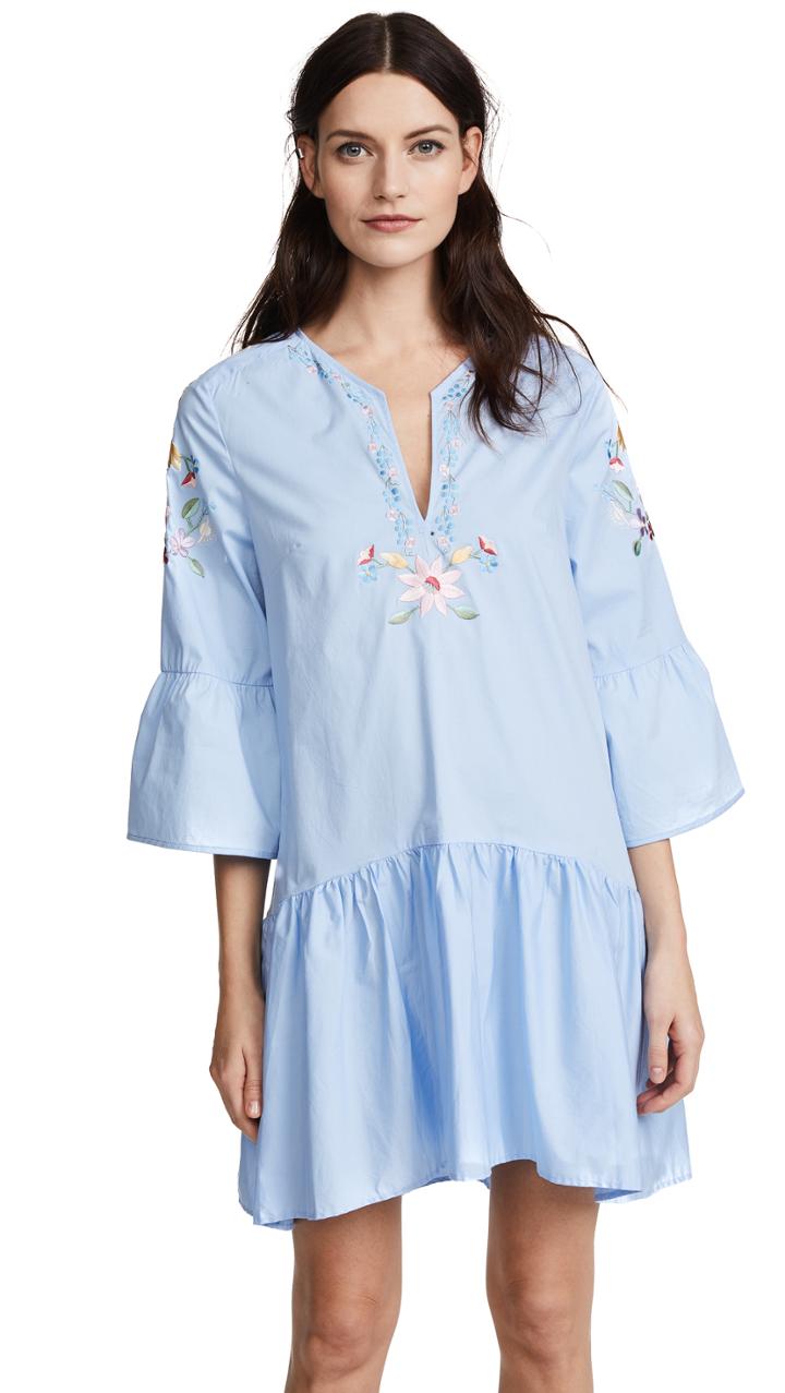 Vilshenko Dory Embroidered Poplin Mini Dress