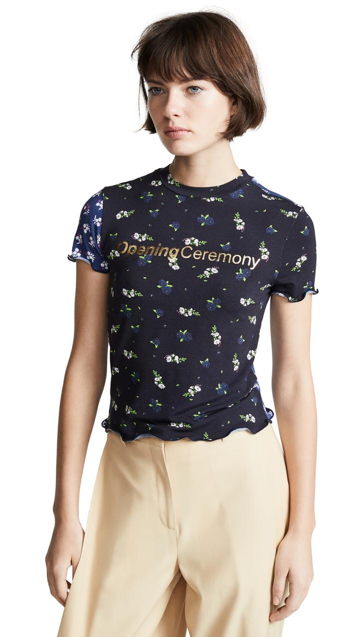 Opening Ceremony Fem Fit Floral Lettuce Edge T Shirt