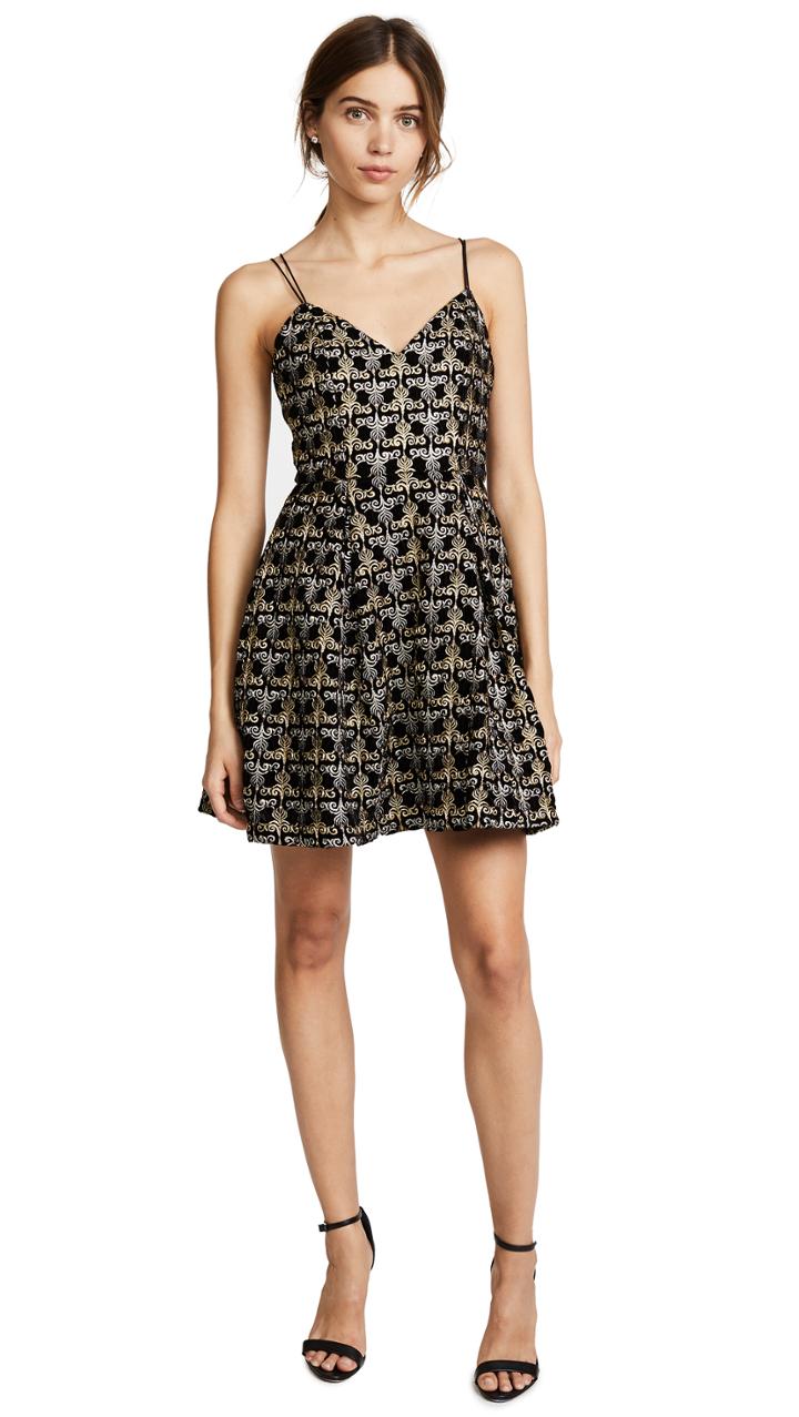 Alice Olivia Marilla Embroidered Dress