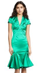 Zac Posen V Neck Satin Dress